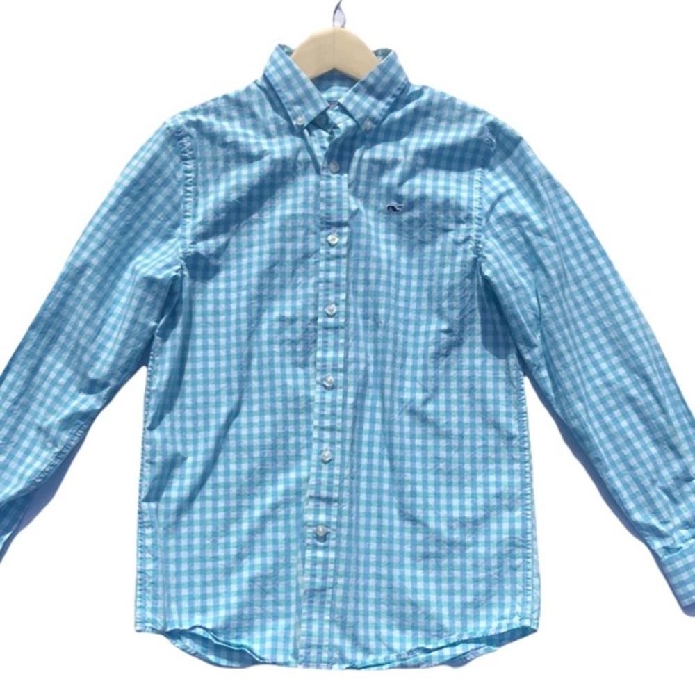 Vineyard Vines Boys Nevis Gingham Whale Shirt